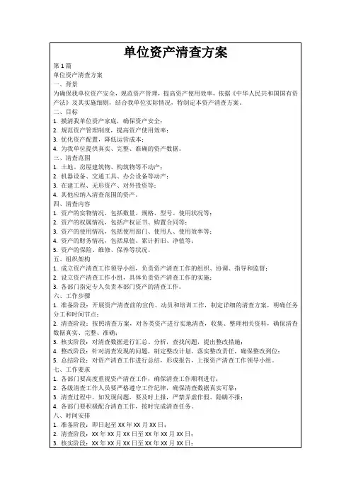 单位资产清查方案