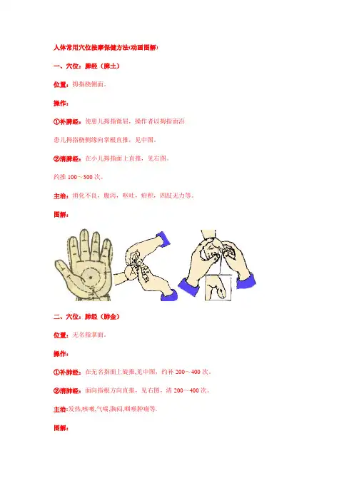 人体常用穴位按摩保健示意图图解