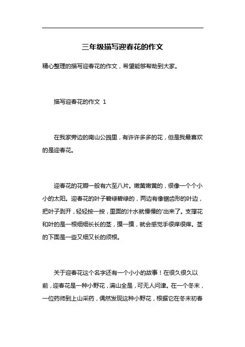 三年级描写迎春花的作文