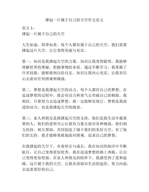 撑起一片属于自己的天空作文范文