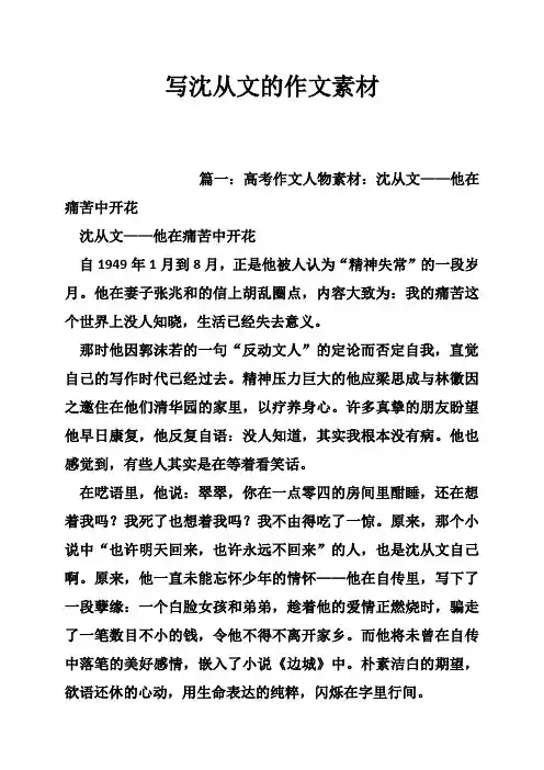 写沈从文的作文素材