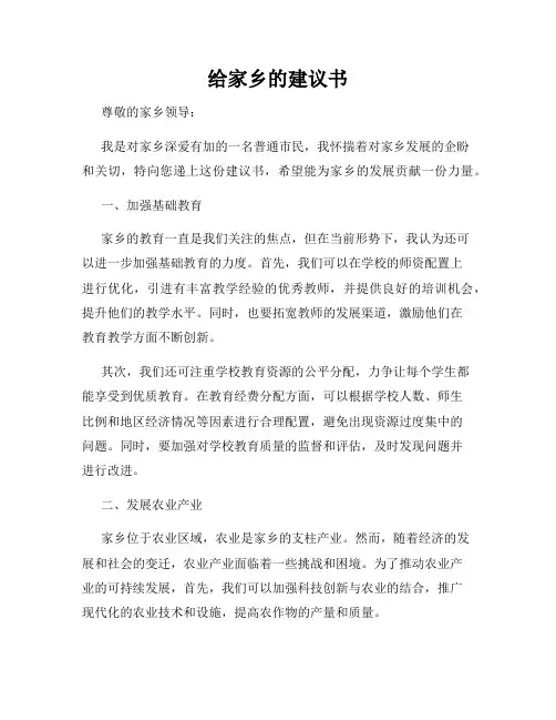 给家乡的建议书