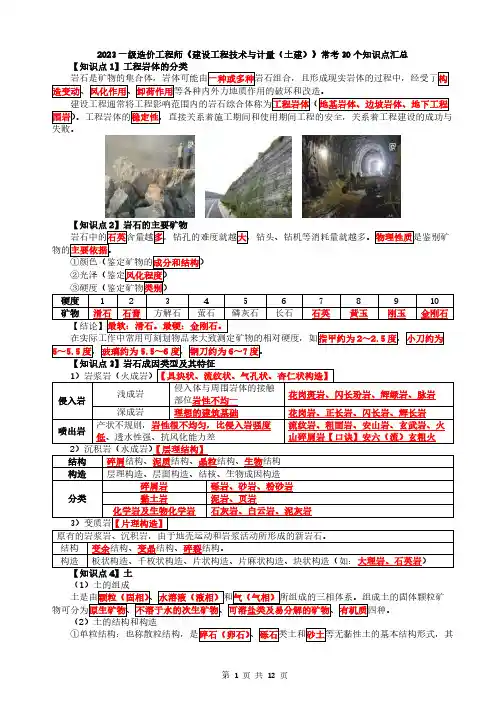 2023年一造《建设工程技术与计量(土建)》常考 30 个知识点汇总