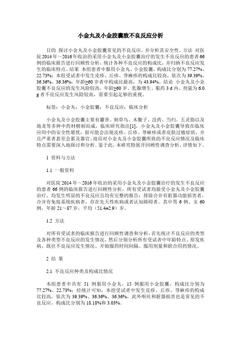 小金丸及小金胶囊致不良反应分析