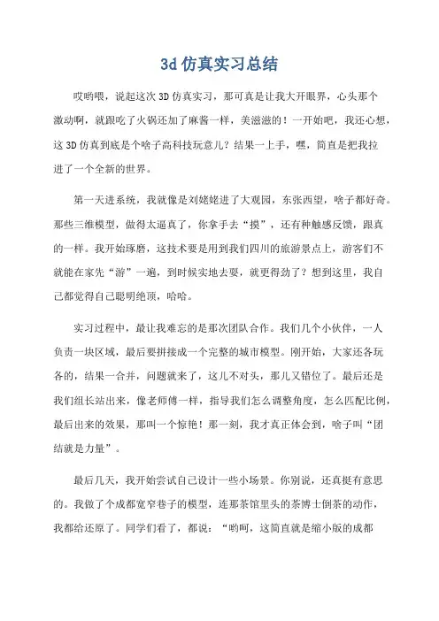 3d仿真实习总结