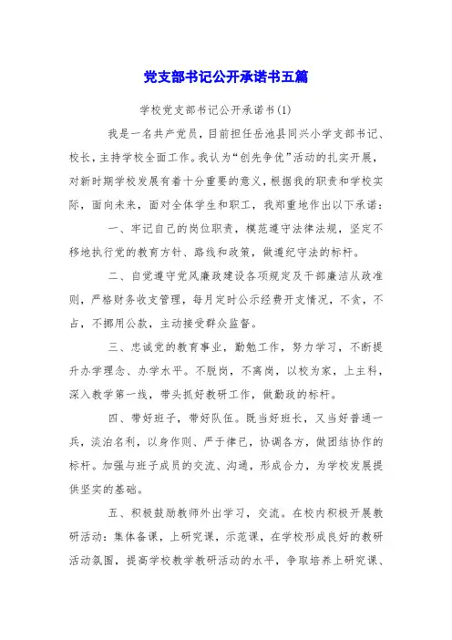 党支部书记公开承诺书五篇