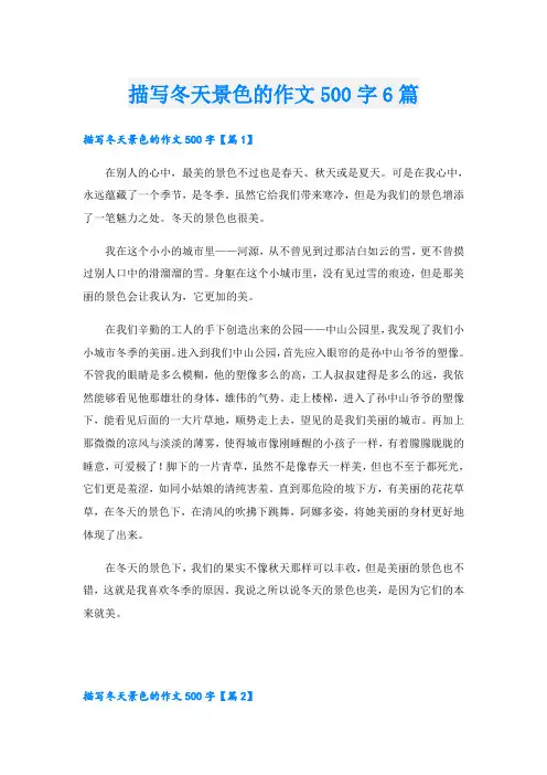 描写冬天景色的作文500字6篇