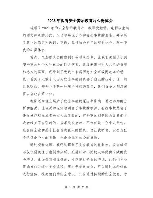 2023年观看安全警示教育片心得体会