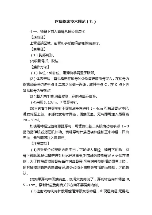 疼痛临床技术规范（九）