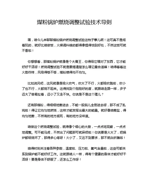 煤粉锅炉燃烧调整试验技术导则