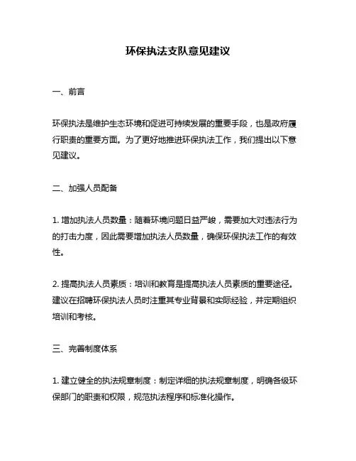 环保执法支队意见建议