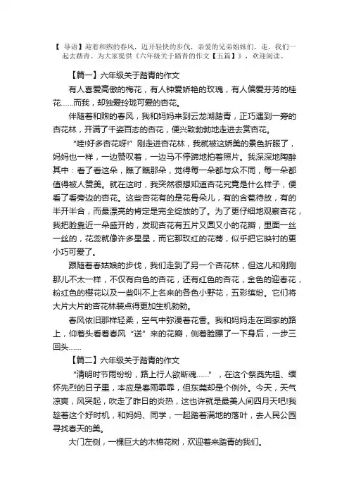 六年级关于踏青的作文【五篇】