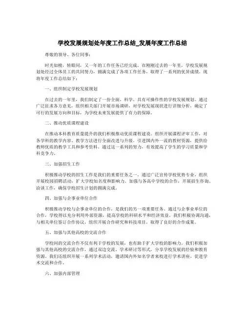 学校发展规划处年度工作总结_发展年度工作总结