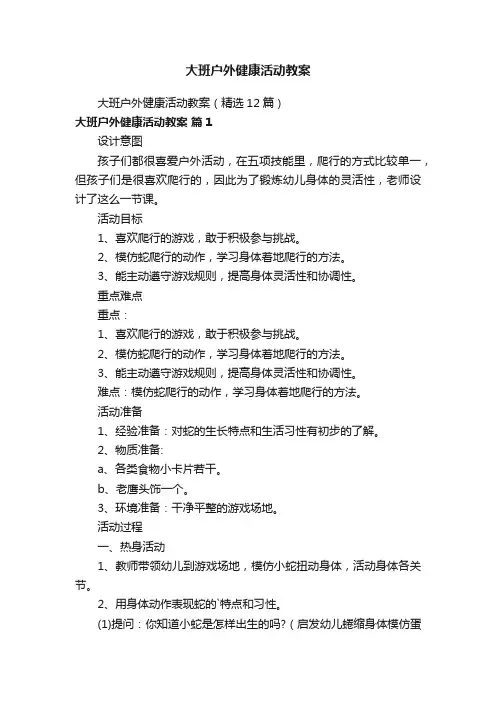 大班户外健康活动教案（精选12篇）