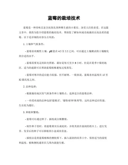蓝莓的栽培技术
