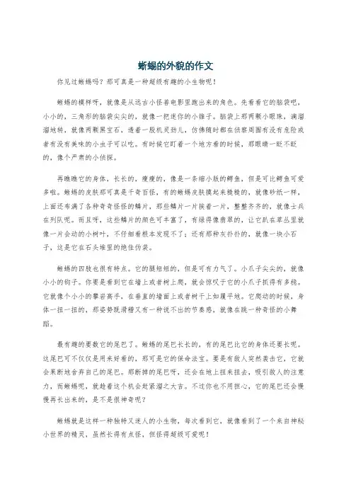 蜥蜴的外貌的作文