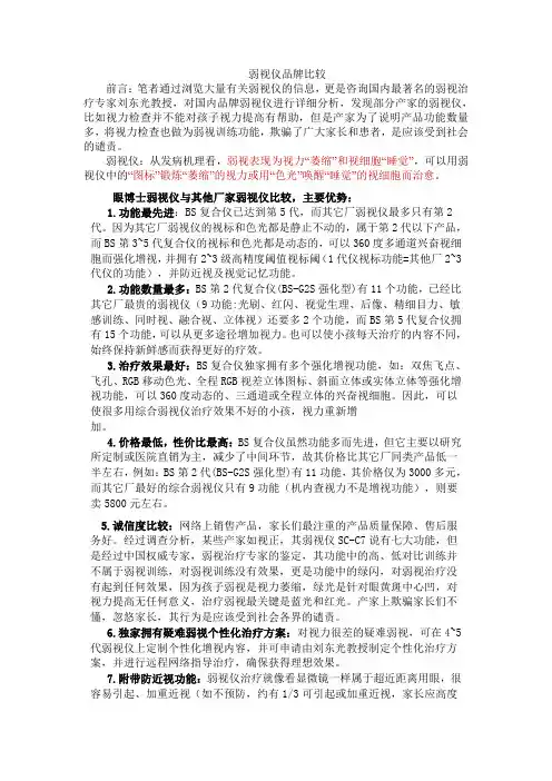 国内品牌弱视仪比较