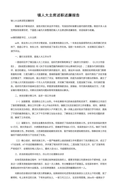 镇人大主席述职述廉报告