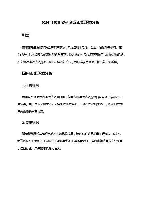 2024年镍矿钴矿资源市场环境分析