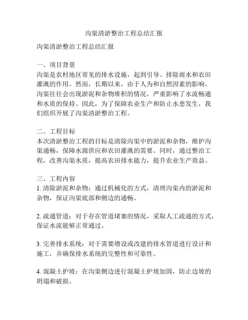 沟渠清淤整治工程总结汇报