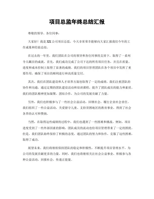 项目总监年终总结汇报
