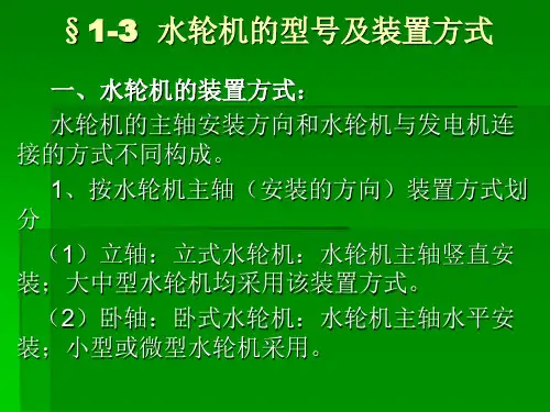 水轮机型号及装置方式