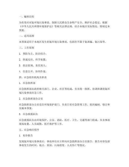 氨环境污染应急预案