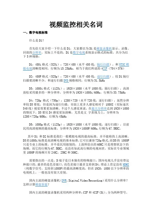视频监控相关名词