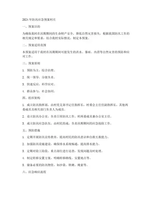 2024年防汛应急预案村庄