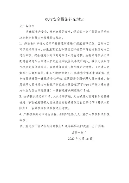 执行安全措施补充规定