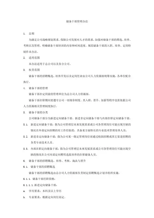 储备干部管理办法(修改)