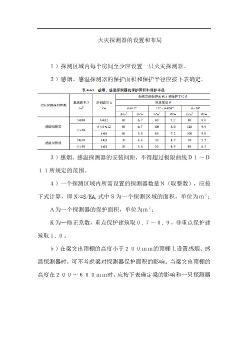 火灾探测器的设置和布局