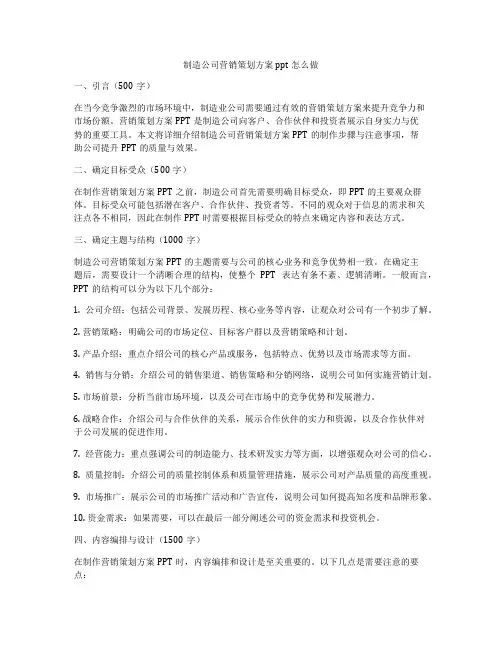 制造公司营销策划方案ppt怎么做