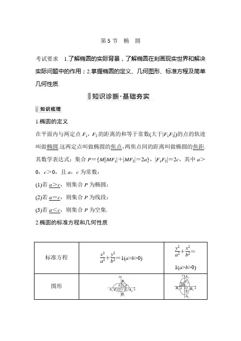 2023年高考数学(文科)一轮复习讲义——椭圆 第一课时 椭圆及其性质