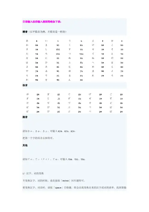 日语输入法输入规则