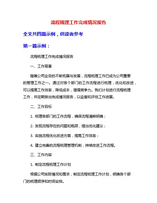 流程梳理工作完成情况报告