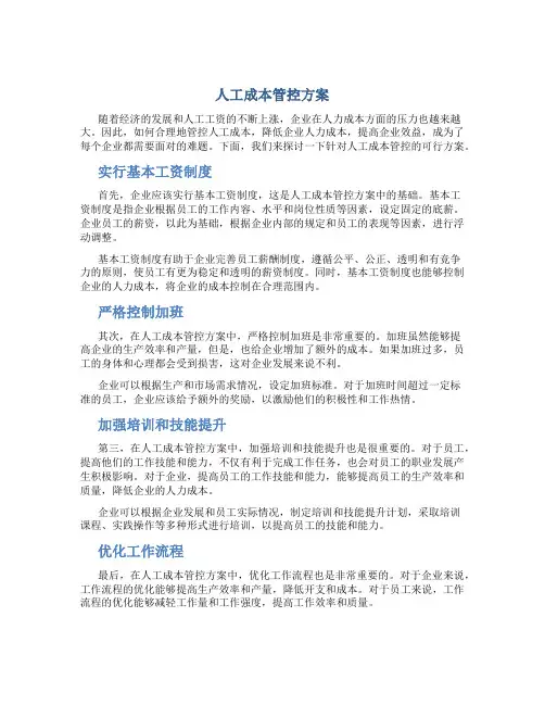 人工成本管控方案