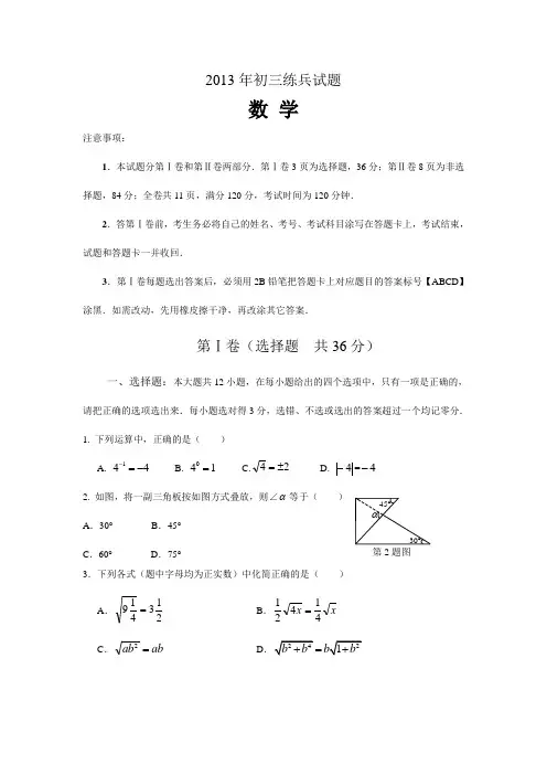 2013年中考模拟试题及答案