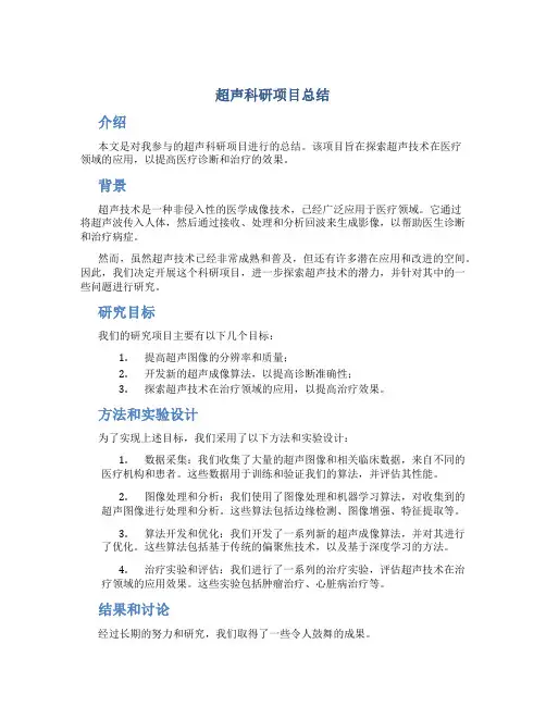 超声科研项目总结