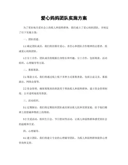 爱心妈妈团队实施方案