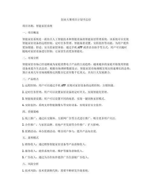 创业大赛项目计划书总结