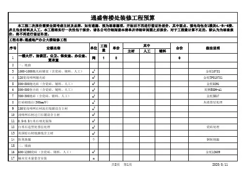 一个售楼处装修报价清单