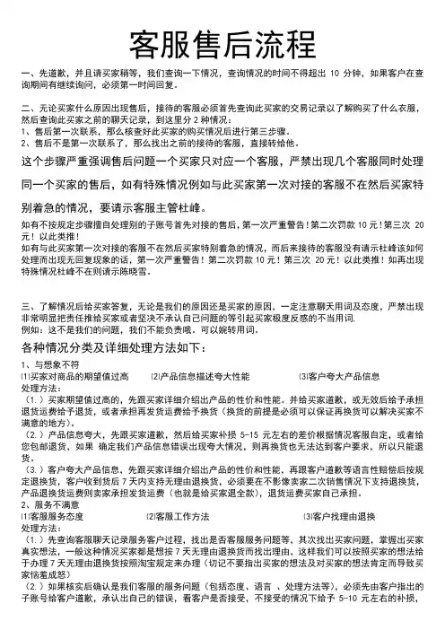 淘宝客服售后流程