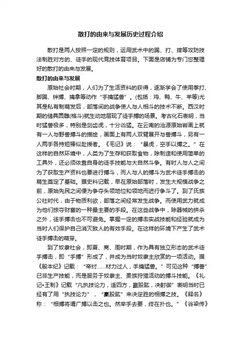散打的由来与发展历史过程介绍