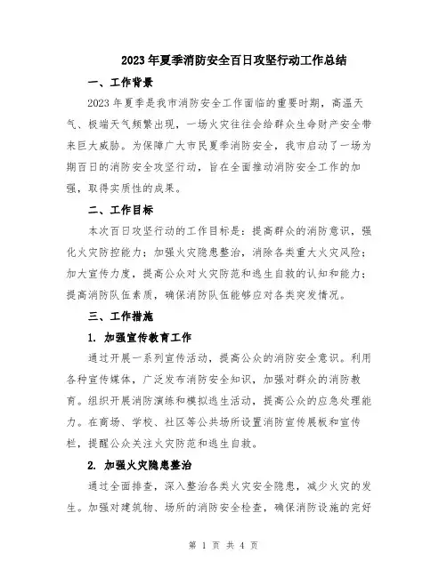 2023年夏季消防安全百日攻坚行动工作总结