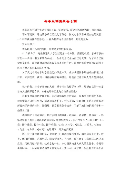 初中生调查报告4篇