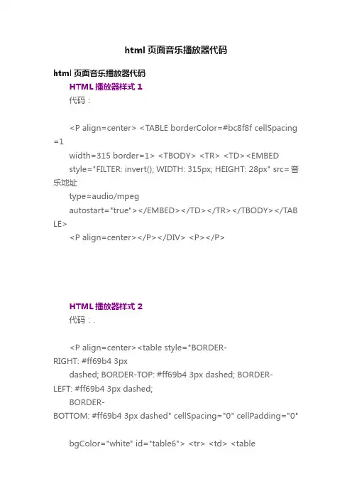 html页面音乐播放器代码