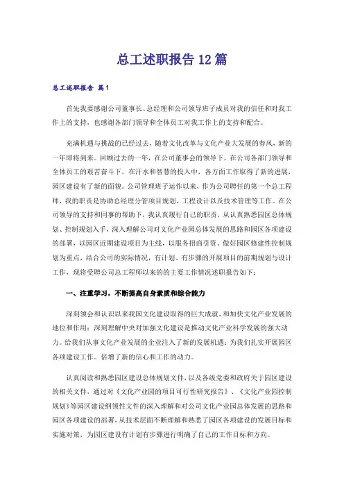 总工述职报告12篇