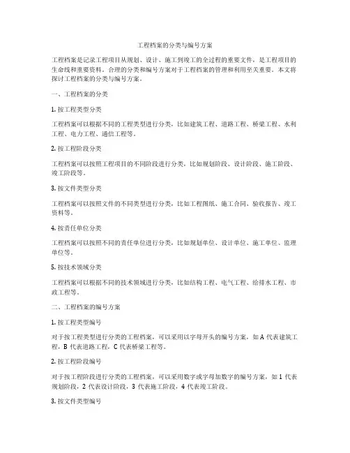 工程档案的分类与编号方案
