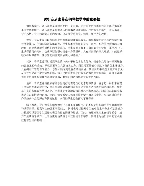 试析音乐素养在钢琴教学中的重要性